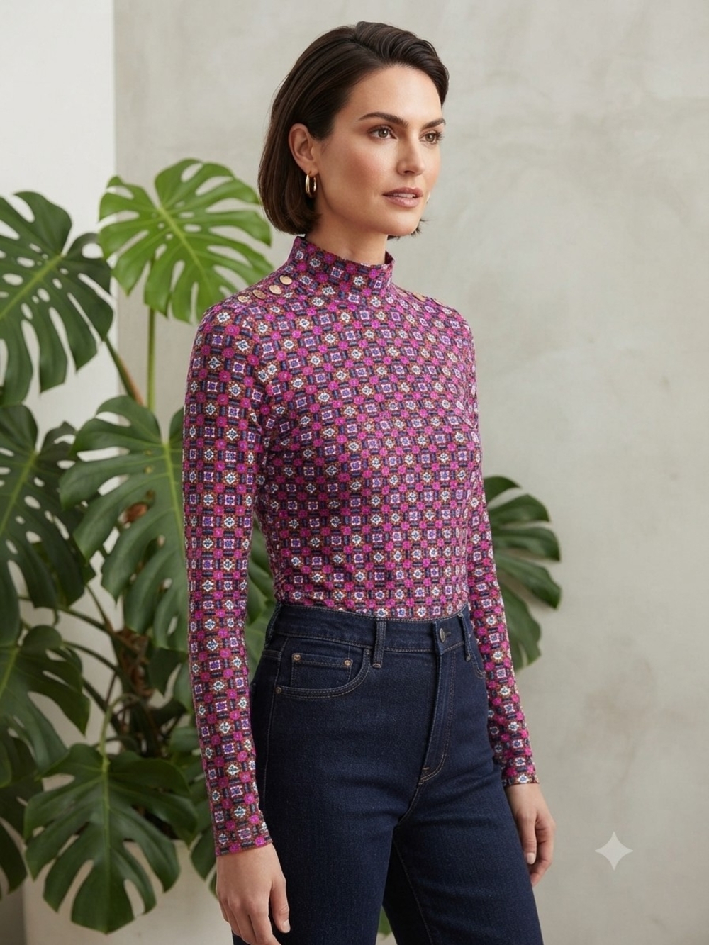 Maeve By Anthropology Button-Shoulder Turtleneck Top
